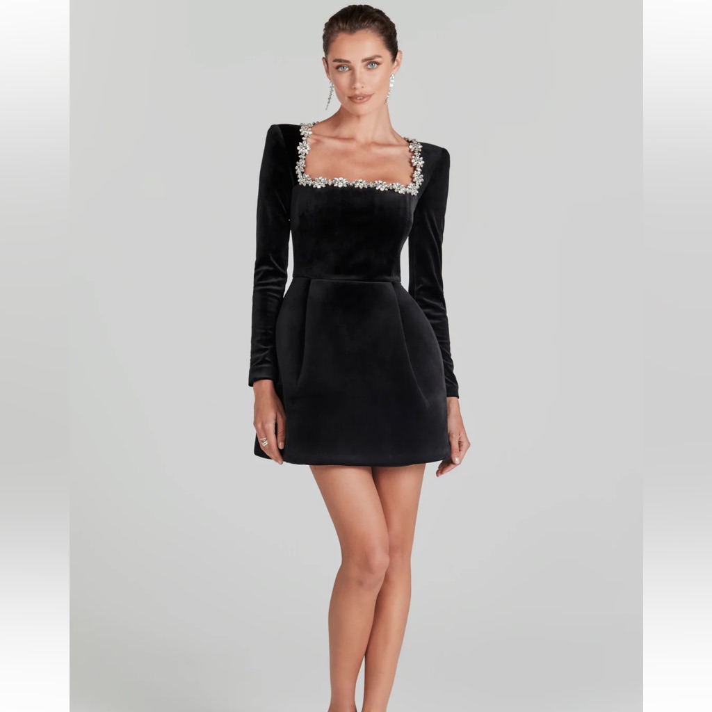 Nadine Merabi Kimberly Velvet Minidress